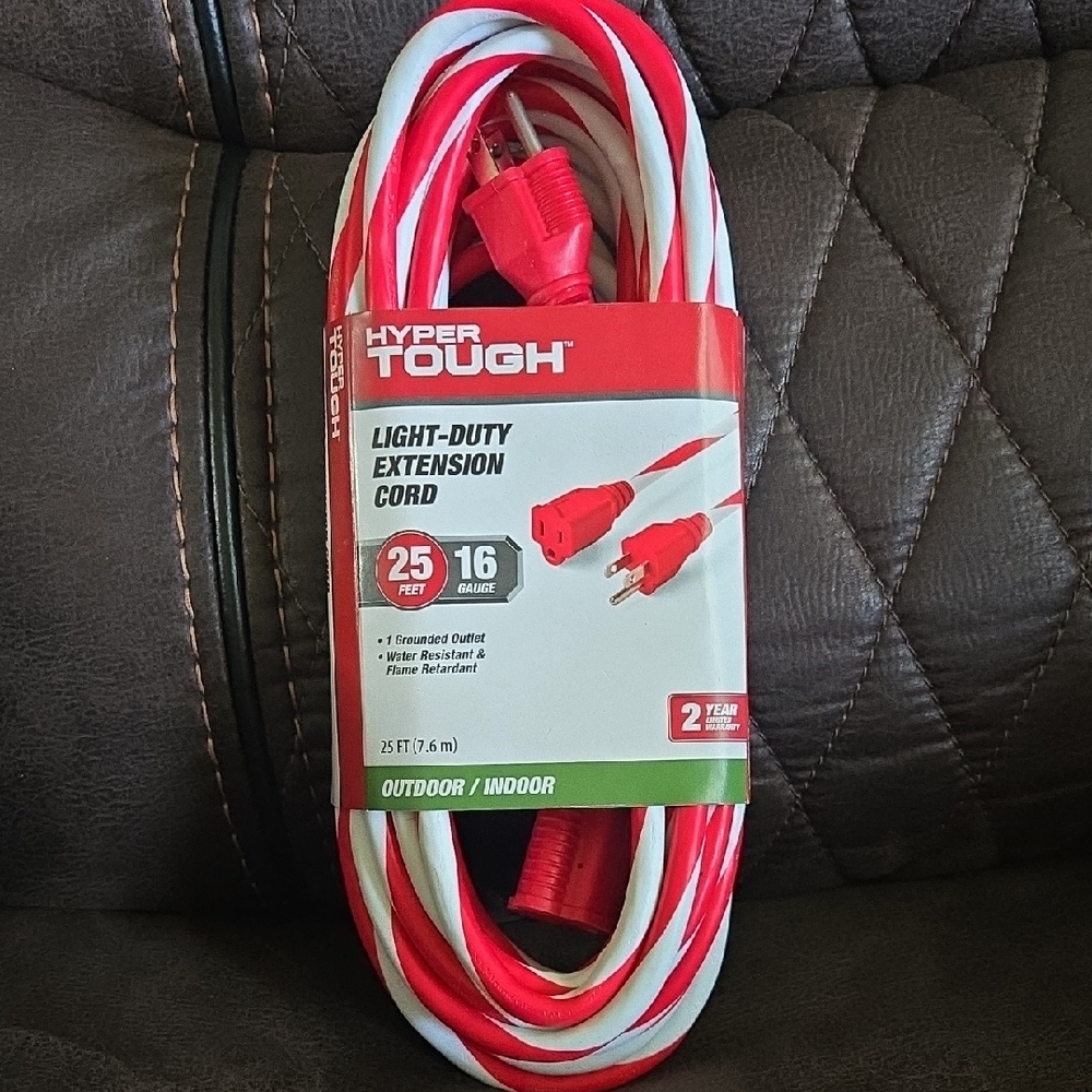 Hyper Tough Red and White Light-Duty Extension Cord